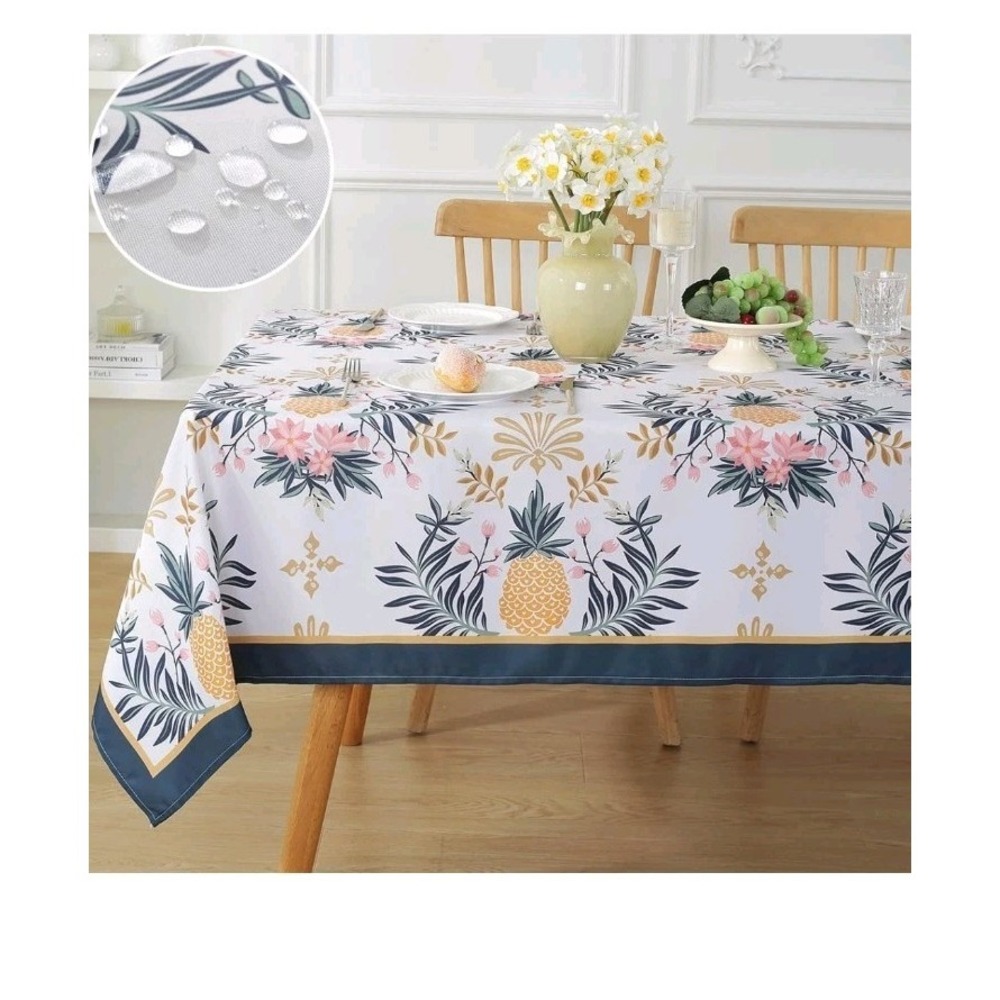60in X‎ 102  Cloth Pineapples And Flowers  Floral Tablecloth Hawaiian Summer....